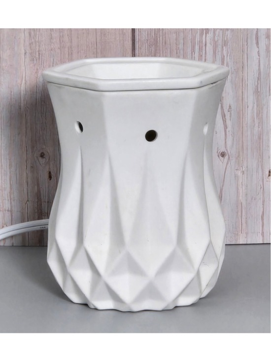 Scentsy Other - Scentsy Alabaster Warmer White Ceramic Geometric Electric Wax Warmer Retired